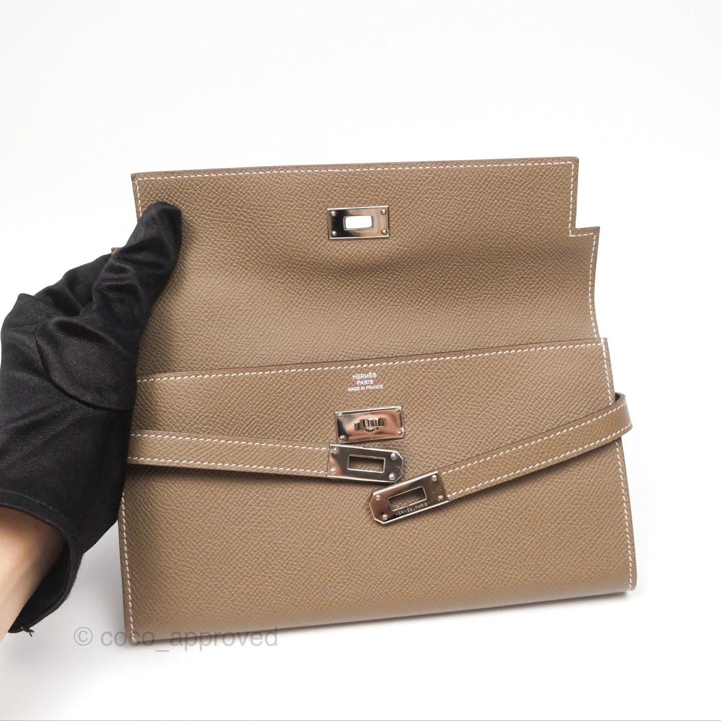 Hermès Kelly Wallet Etoupe Epsom Palladium Hardware