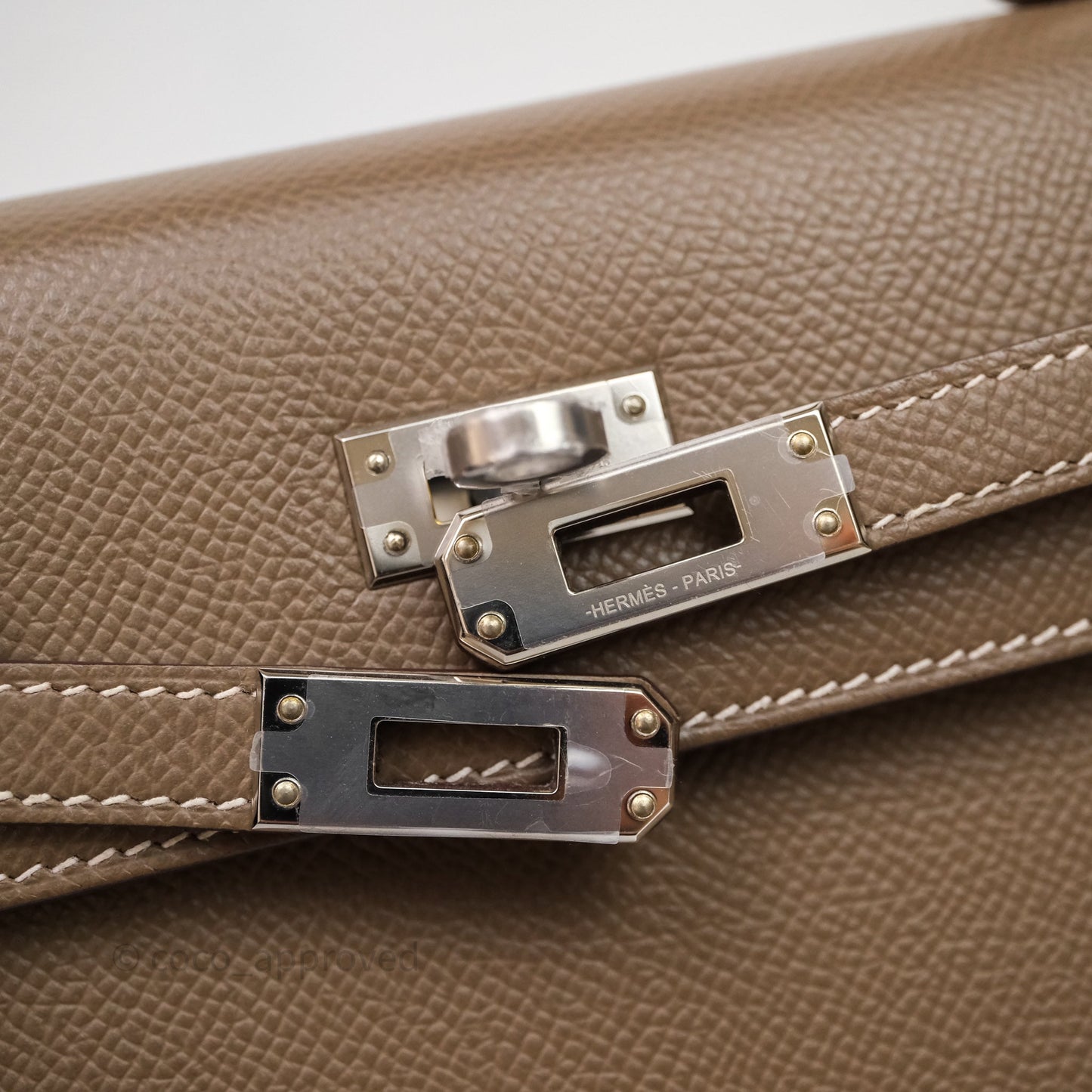 Hermes Kelly 25 Etoupe 18 Epsom Palladium Hardware