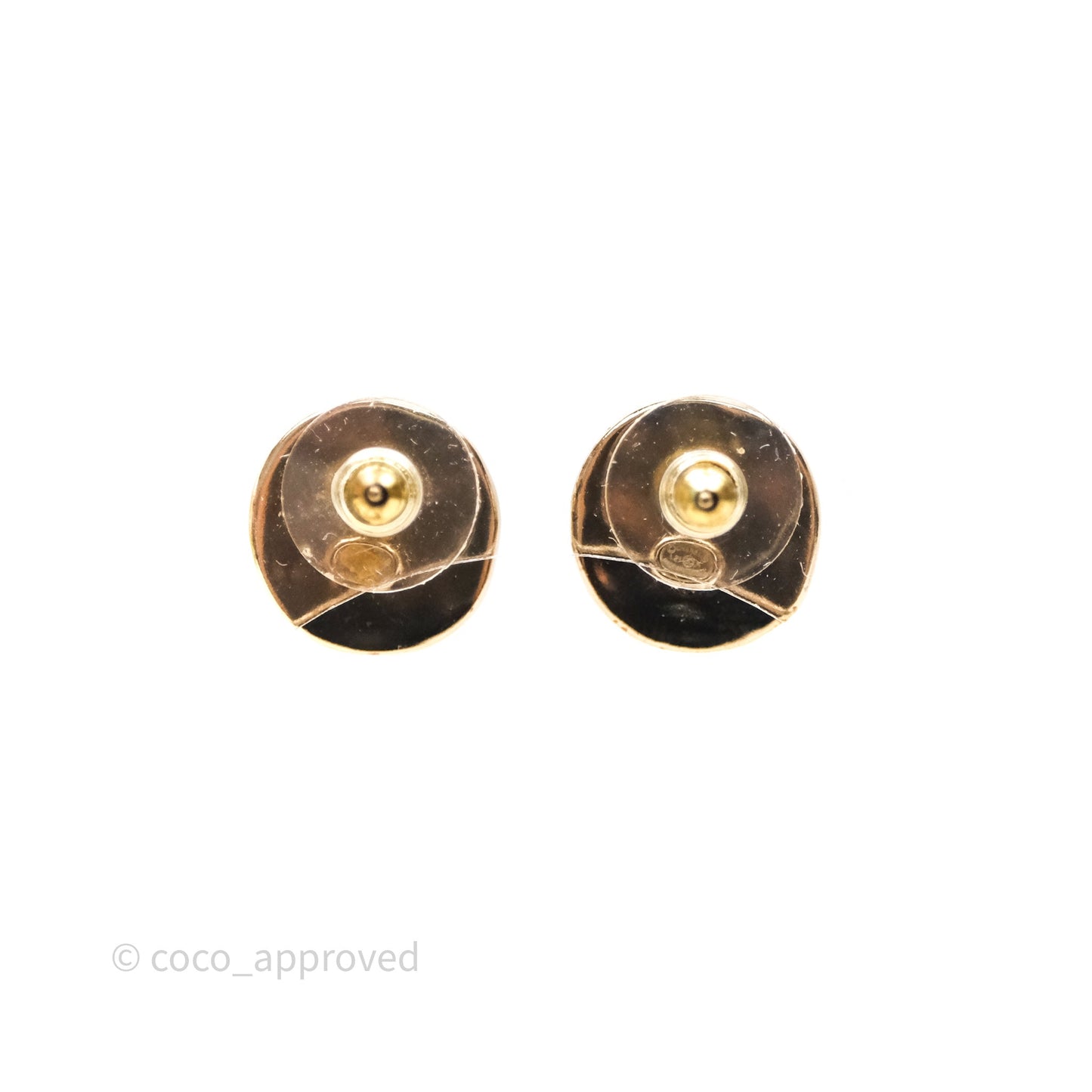 Chanel CC Crystals Round Earrings Gold Tone 21K