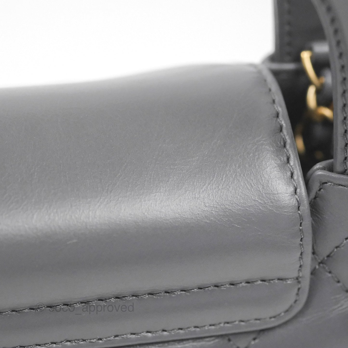 Chanel Kelly Bag Quilted Grey Shiny Calfskin Aged Gold Hardware