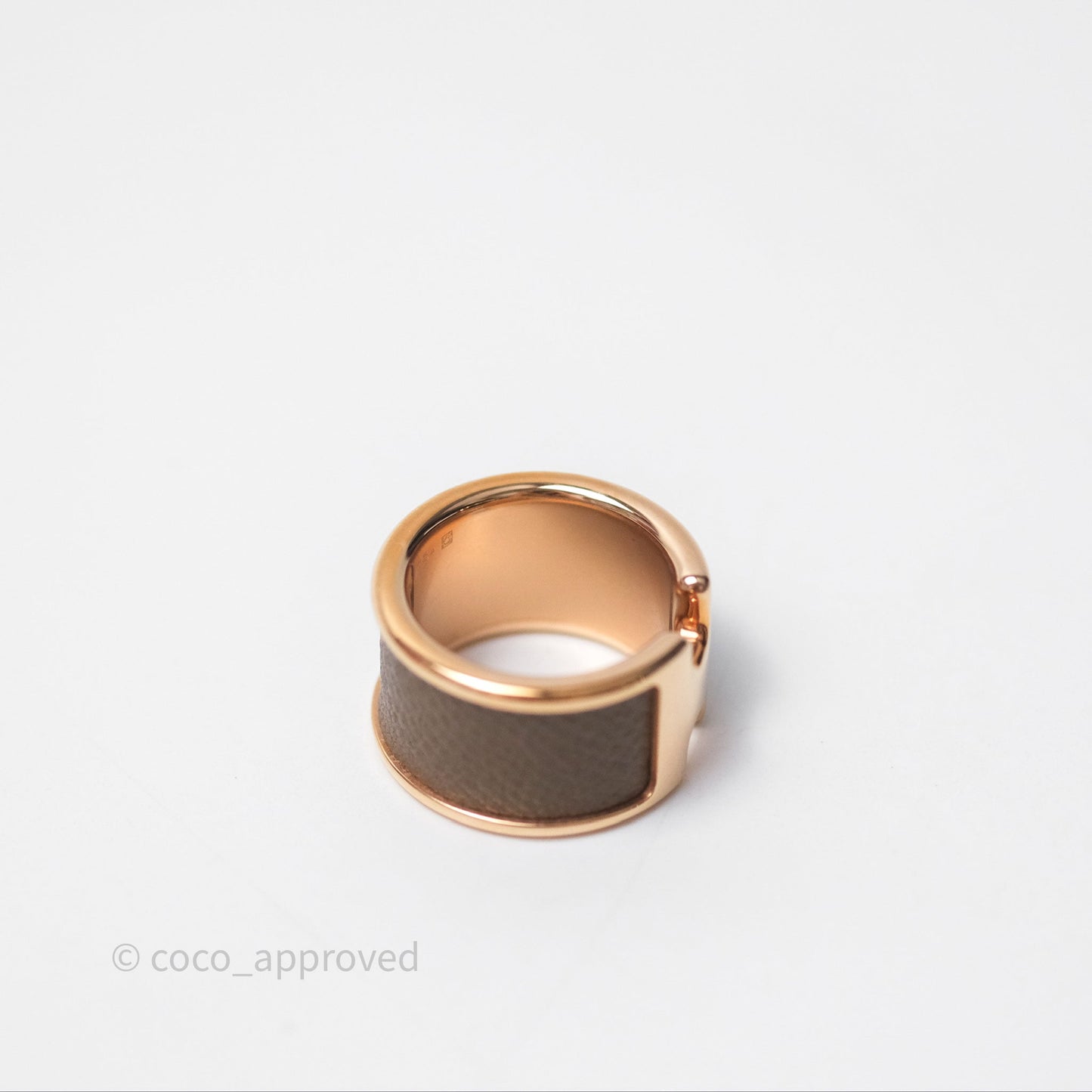 Hermès Olympe Ring Large Model Etoupe 18 Epsom Rose Gold Hardware