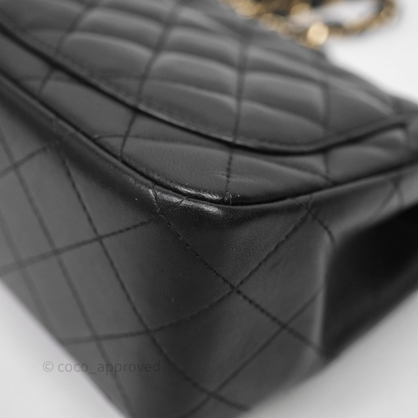 Chanel Mini Square Quilted Black Lambskin Gold Hardware