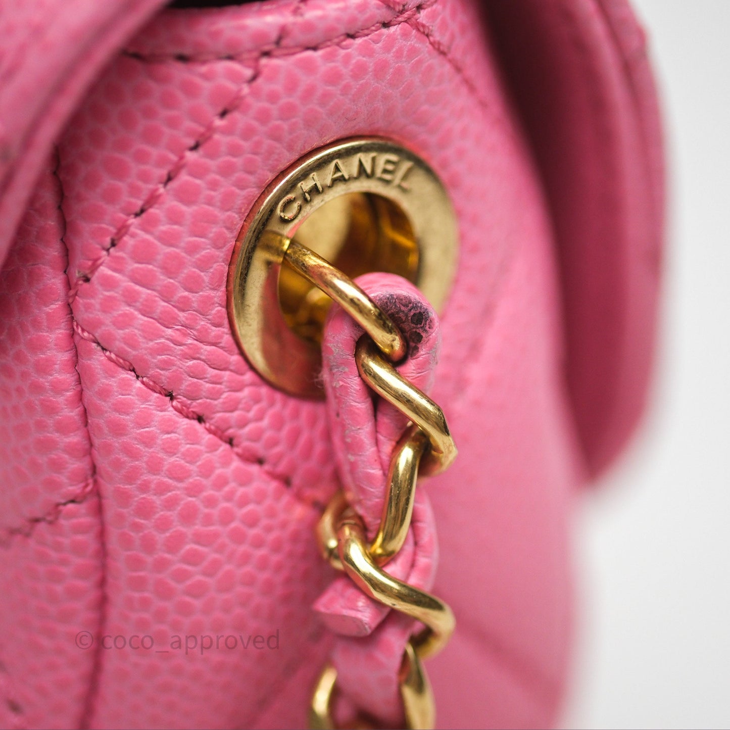 Chanel Quilted Mini Messenger Bag Pink Caviar Gold Hardware 23P