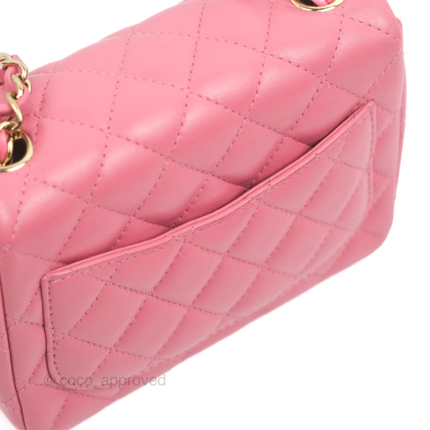 Chanel Mini Square Flap Pink Lambskin Gold Hardware