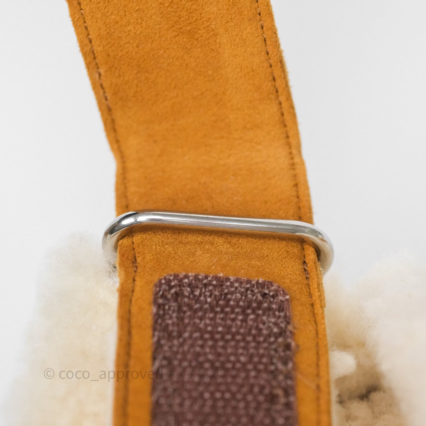 Hermès Chypre Sandal Shearling Beige Kraft / Ecru Goatskin Size 37