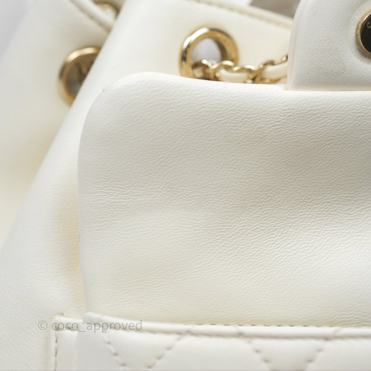 Chanel Quilted Small Duma Drawstring Backpack White Calfskin Gold Hardware