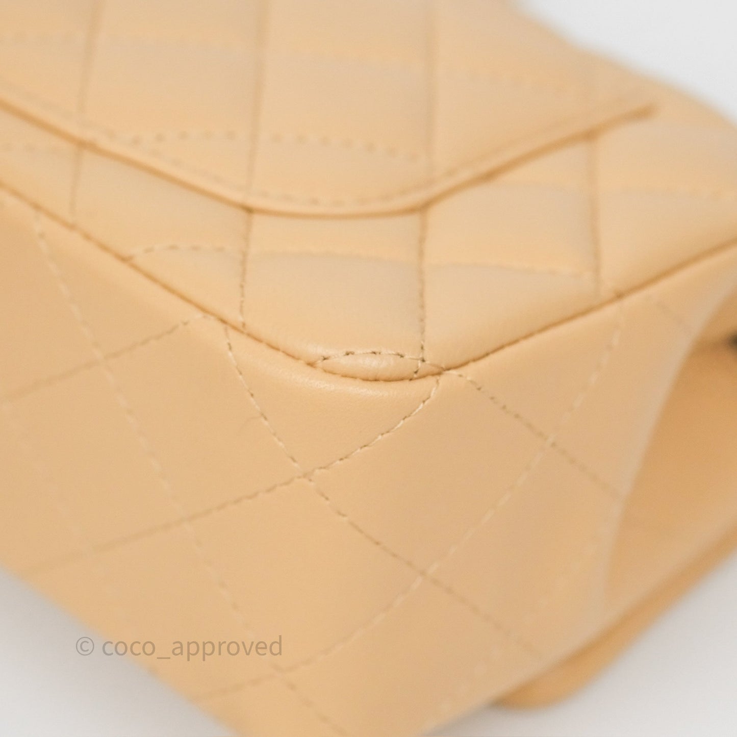 Chanel Mini Rectangular Quilted Beige Lambskin Gold Hardware