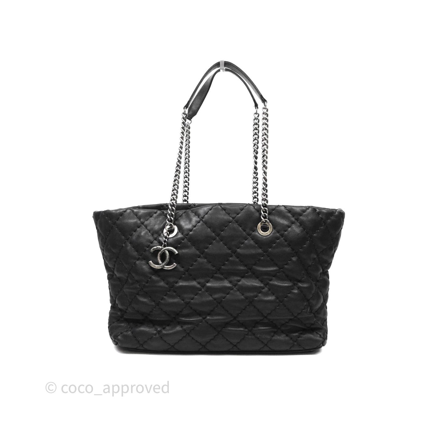 Chanel Ultimate Stitch Shopping Tote Black Calfskin Aged Silver Hardware