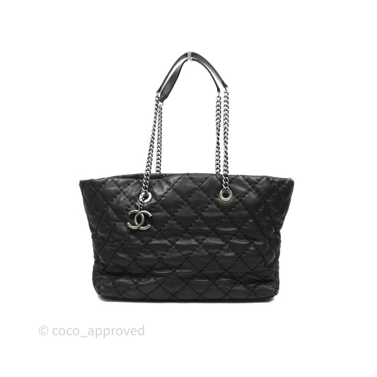 Chanel Ultimate Stitch Shopping Tote Black Calfskin Aged Silver Hardware
