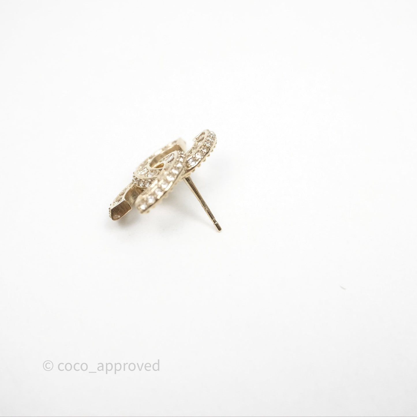 Chanel CC Crystal Earrings Gold Tone 24V