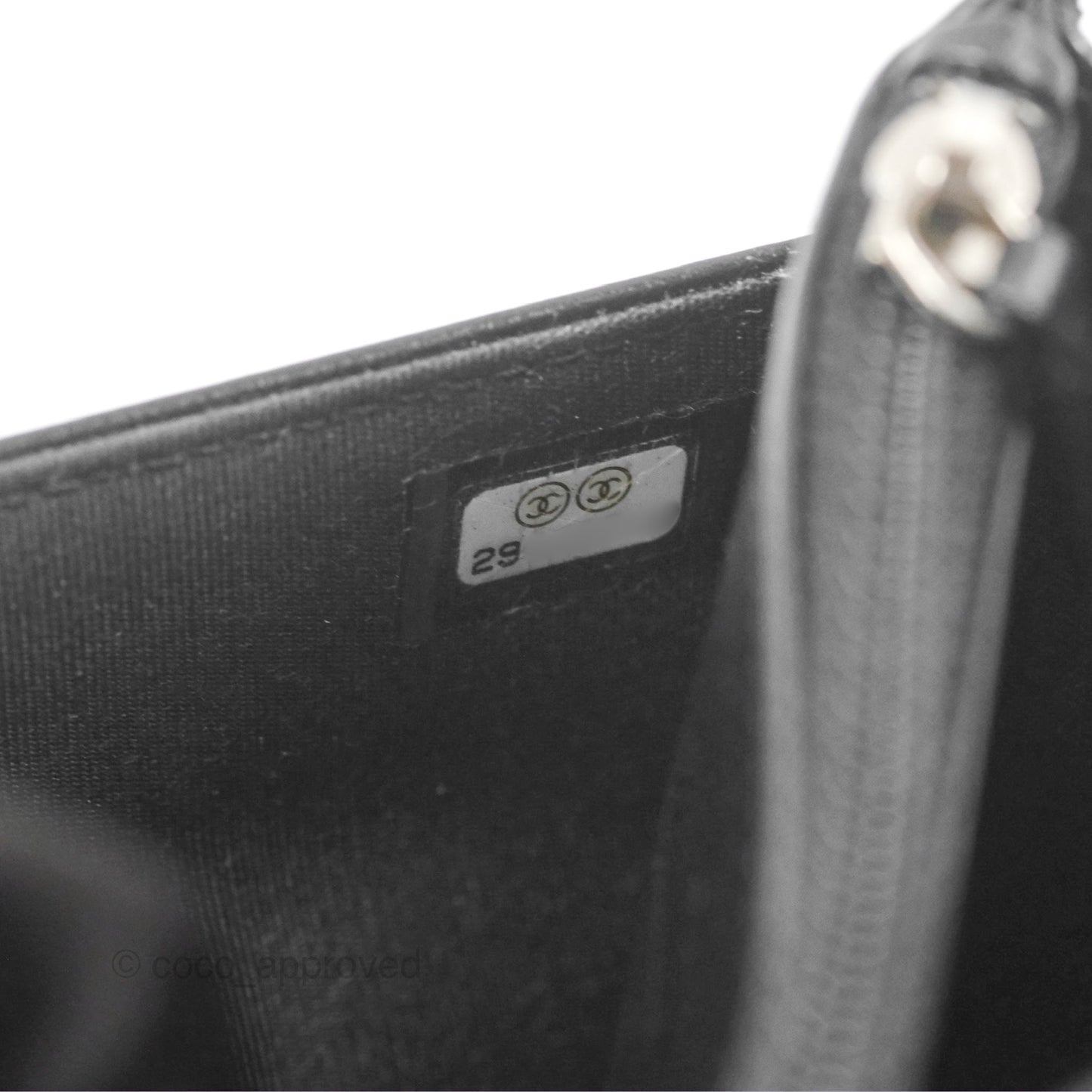 Chanel Chevron Boy Wallet on Chain WOC Black Caviar Silver Hardware