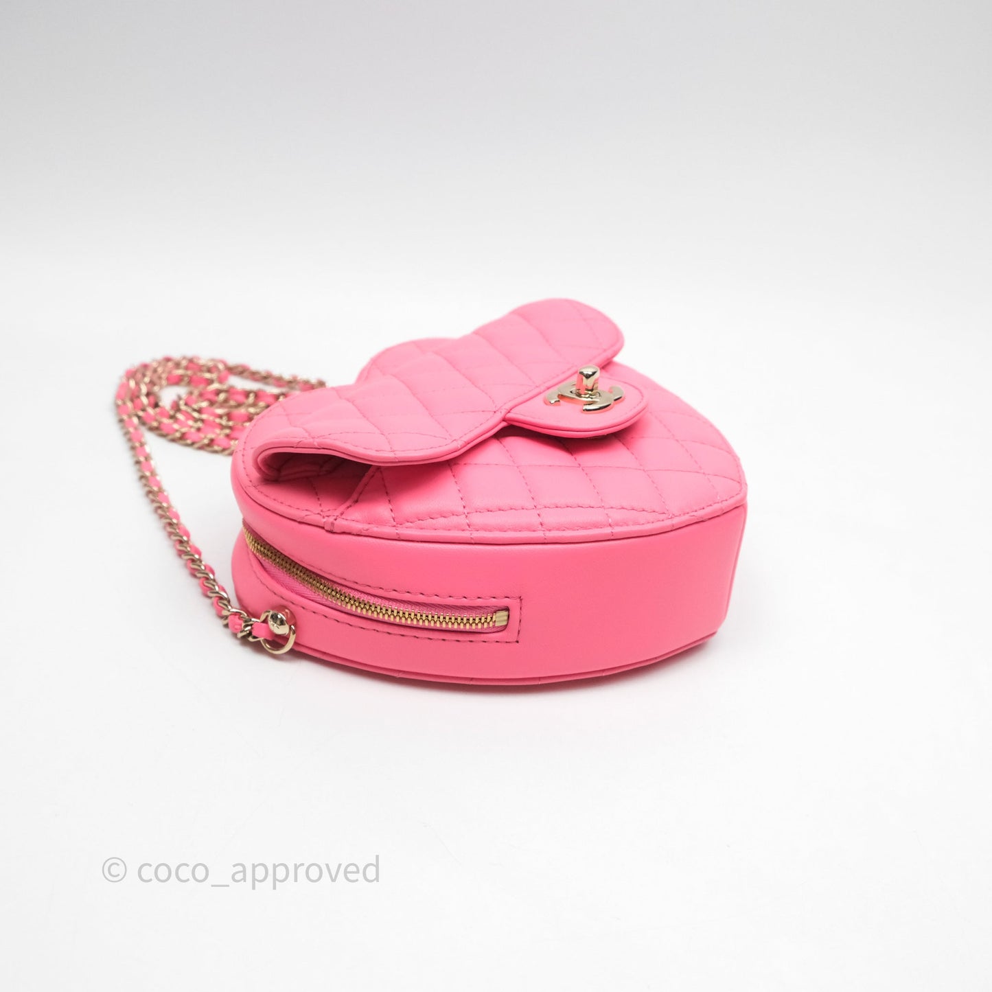 Chanel Large Heart Bag Pink Lambskin Gold Hardware 22S