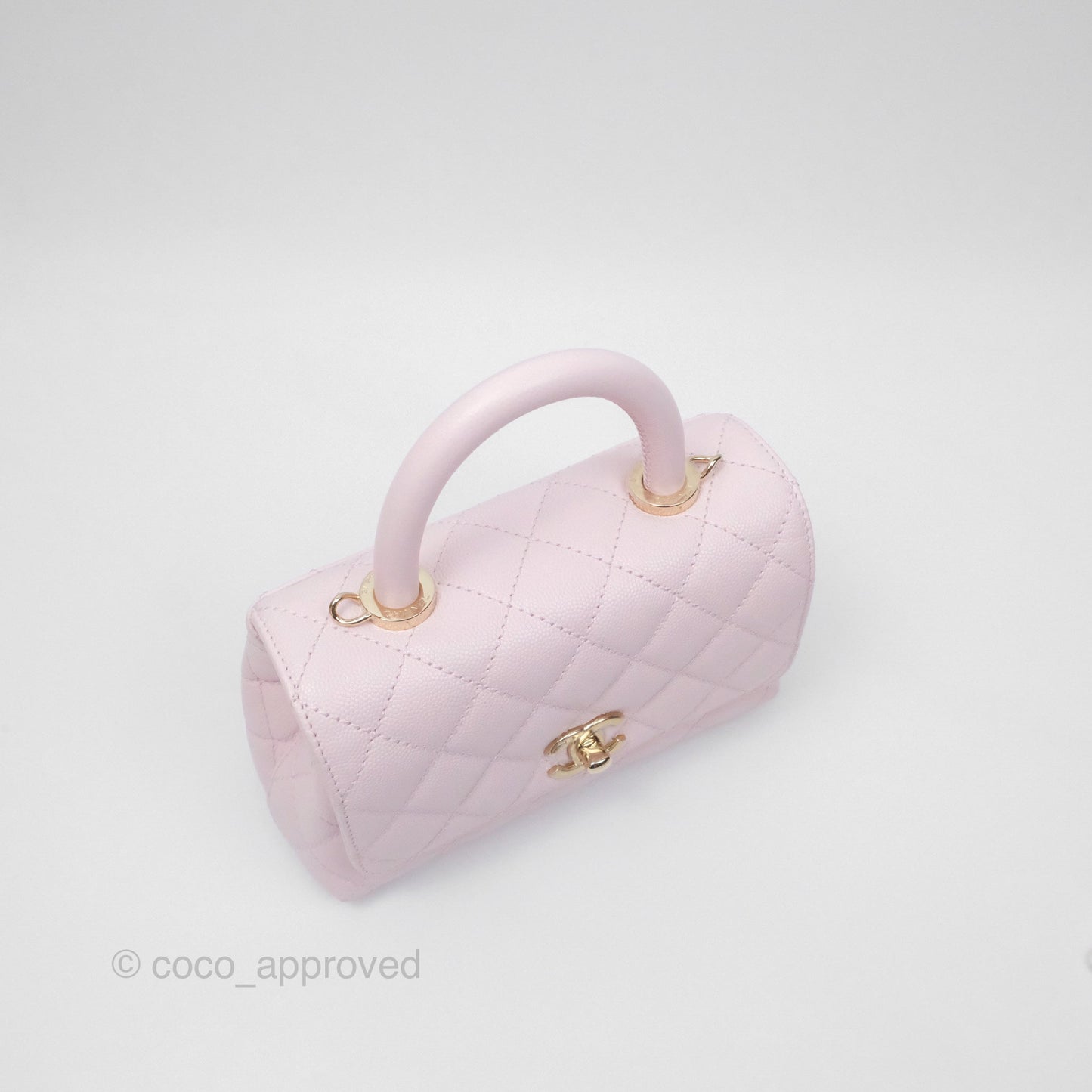 Chanel Mini Coco Handle Quilted Light Pink Caviar Gold Hardware
