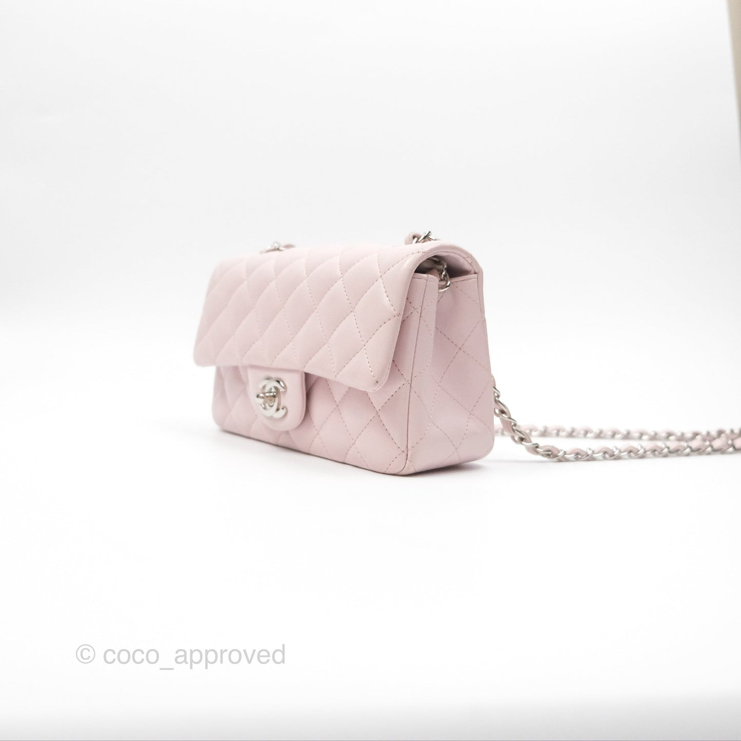 Chanel Quilted Mini Rectangular Light Pink Lambskin Silver Hardware