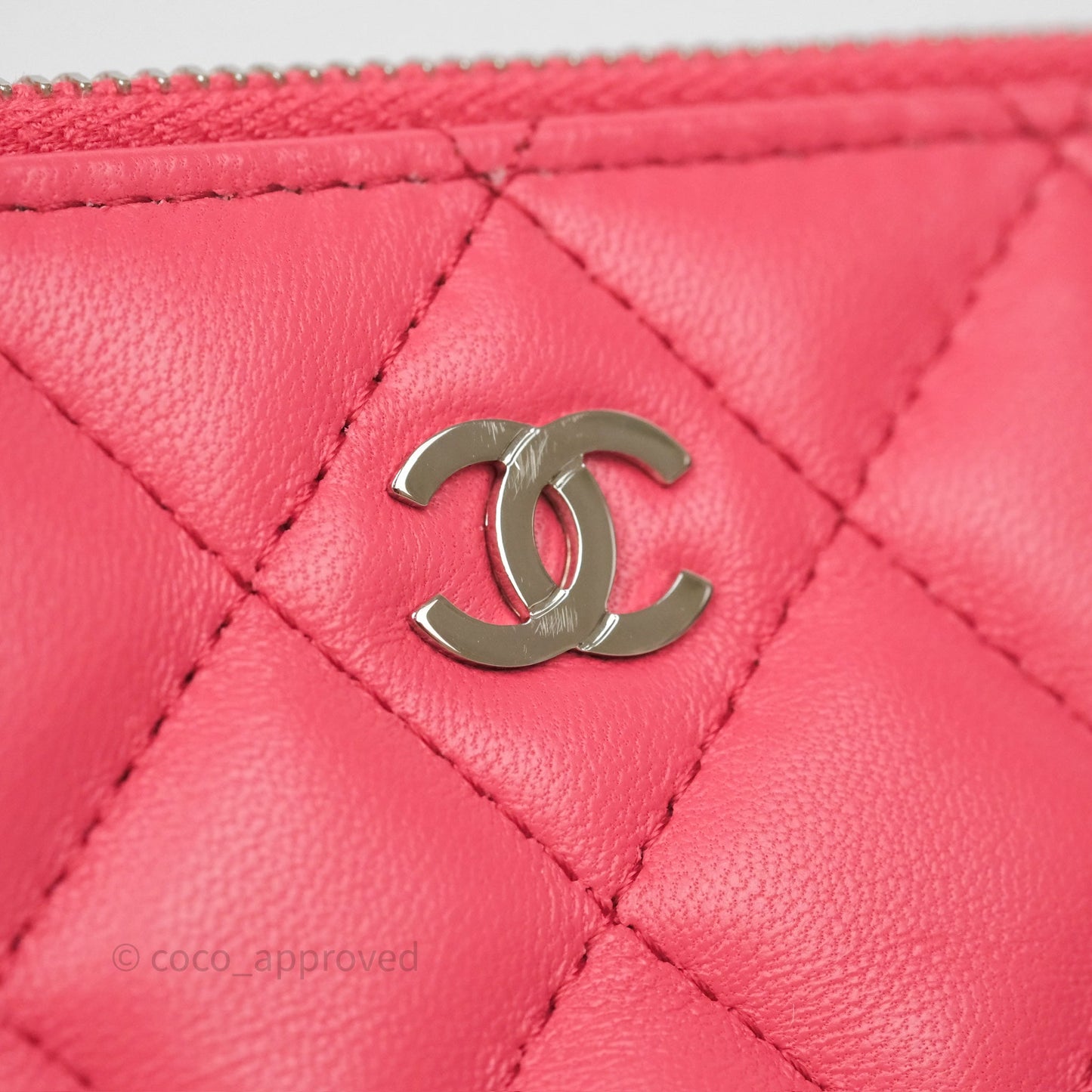 Chanel Double Zip Clutch On Chain Dark Pink Lambskin Silver Hardware