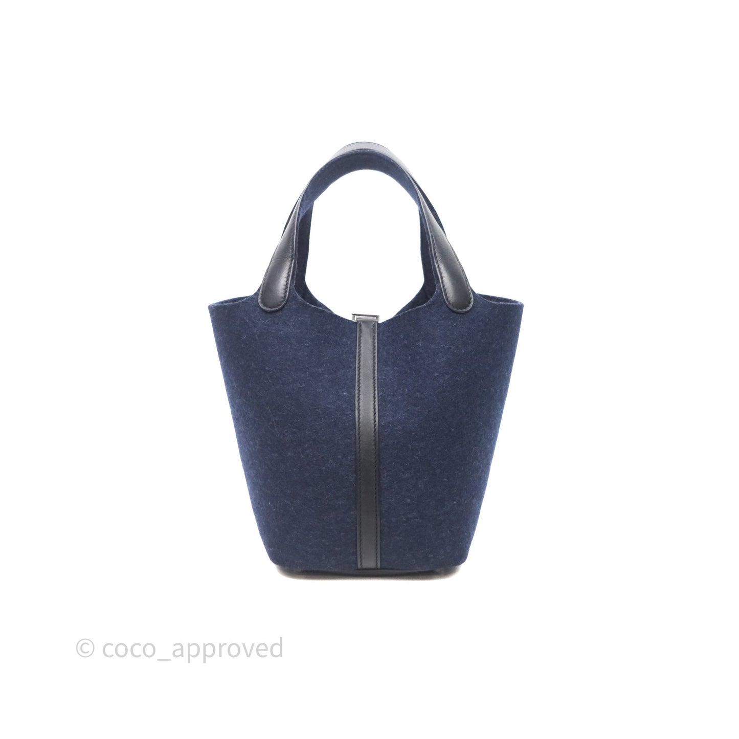 Hermès Picotin 18 Bleu Nuit 2Z / Swift Noir 89 Wool Feutre Swift Palladium Hardware