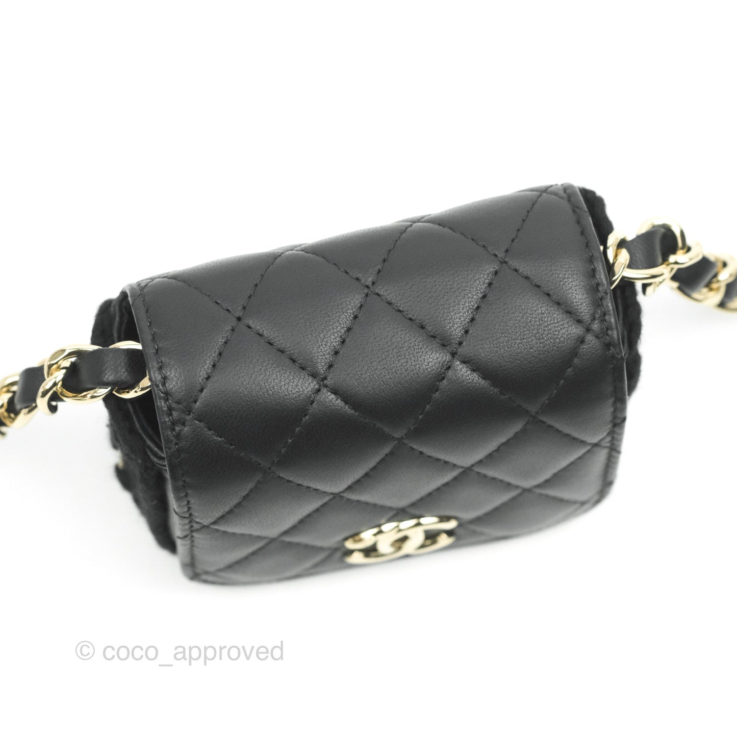 Chanel Mini Bag Black Lambskin Crochet Gold Hardware 22C