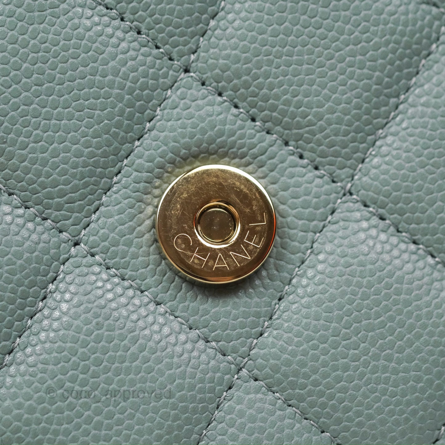 Chanel Quilted Classic Wallet on Chain WOC Green Caviar Silver Hardware