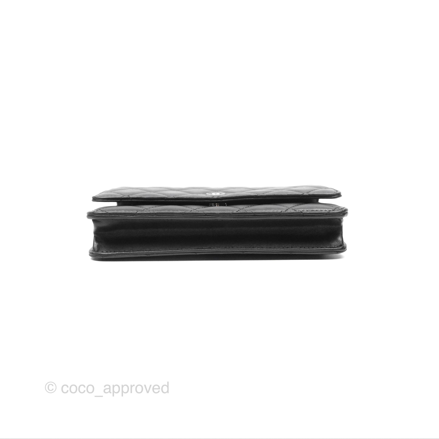 Chanel Quilted Classic Wallet on Chain WOC Black Lambskin Silver Hardware