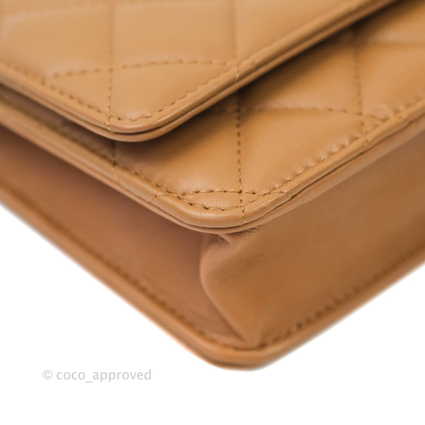 Chanel Quilted Wallet on Chain WOC Caramel Tan Lambskin Gold Hardware
