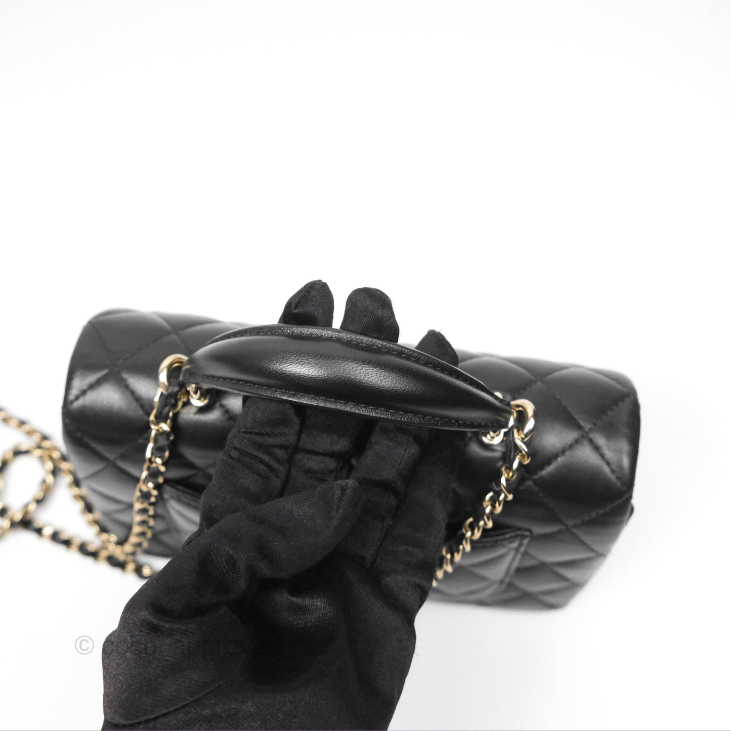 Chanel Top Handle Mini Rectangular Flap Bag Black Lambskin Gold Hardware