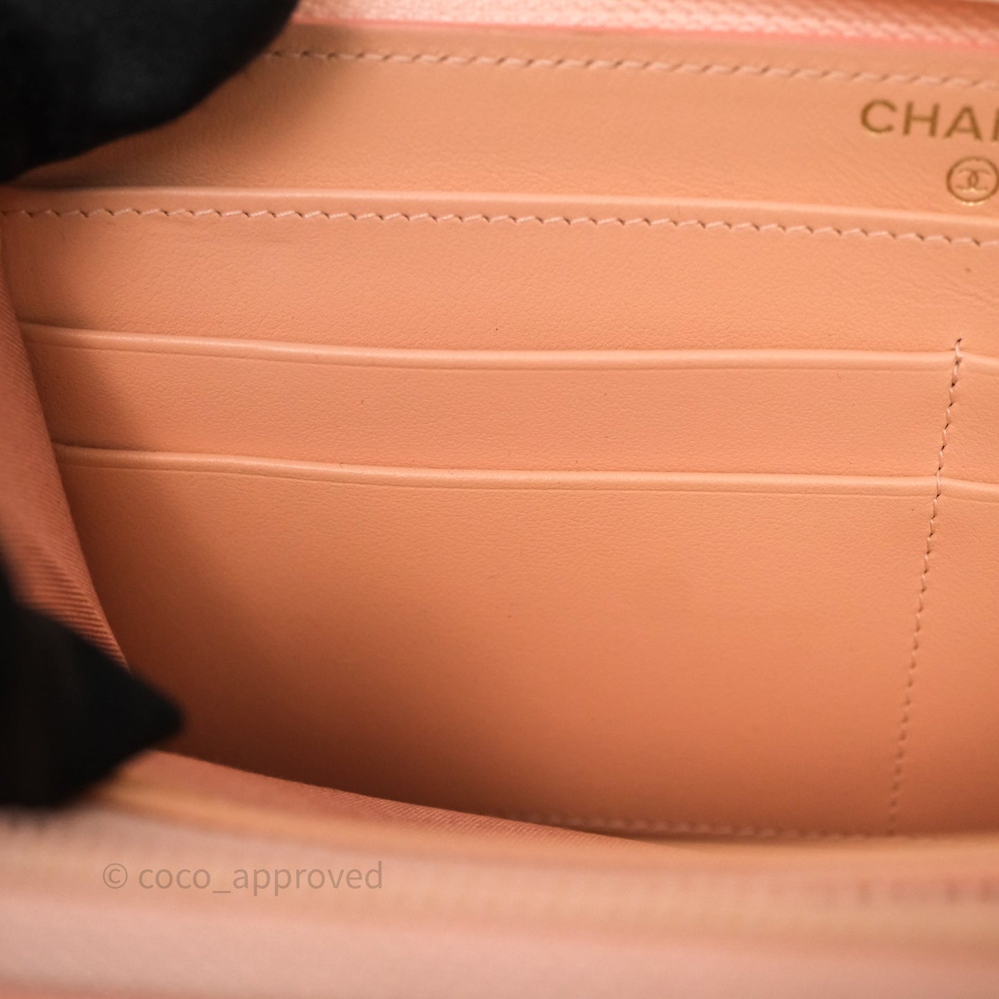 Chanel Boy Zip Long Wallet Pink Caviar Gold Hardware