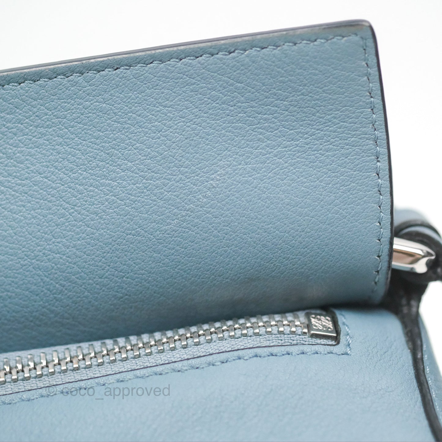 Loewe Small Puzzle Bag Stone Blue Calfskin Gold Hardware
