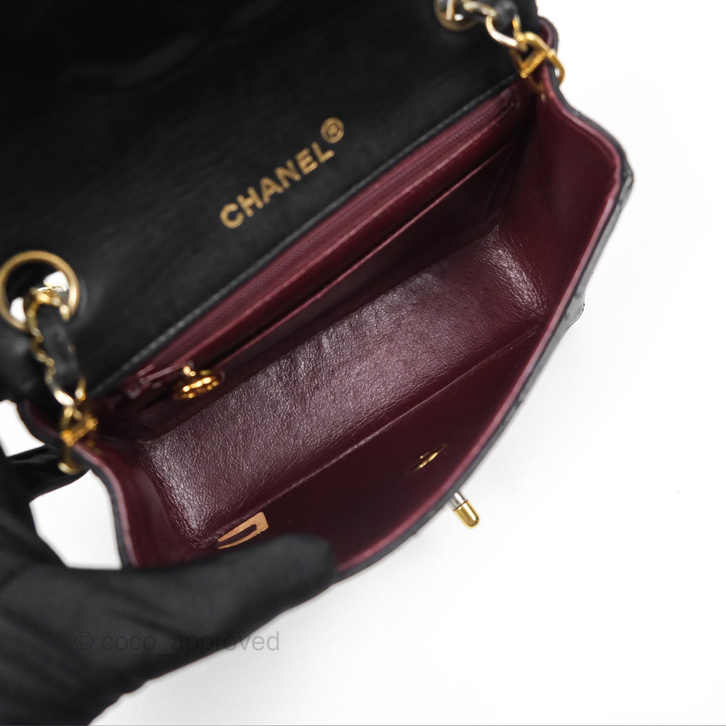 Chanel Vintage Mini Square Black Lambskin 24K Gold Hardware