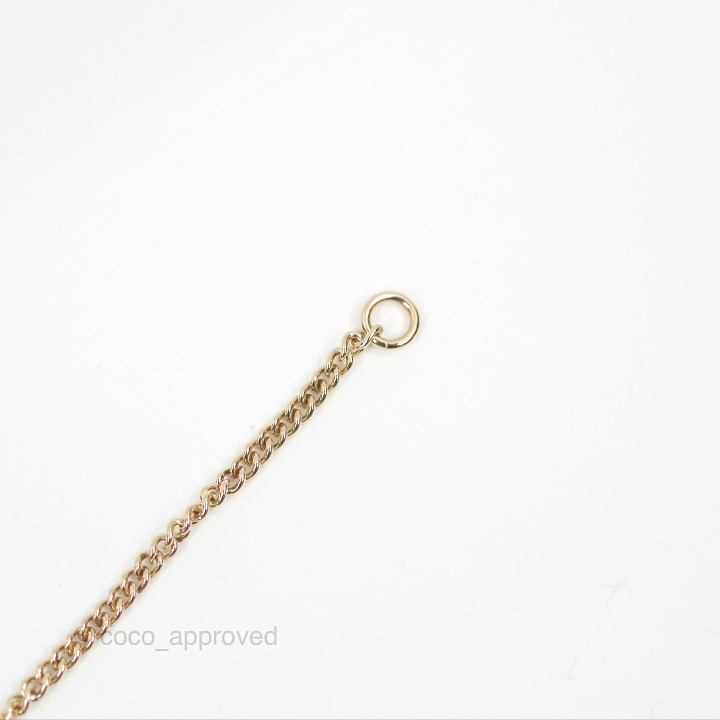 Chanel Dog Tag Charm Crystal Necklace Gold Tone 20P