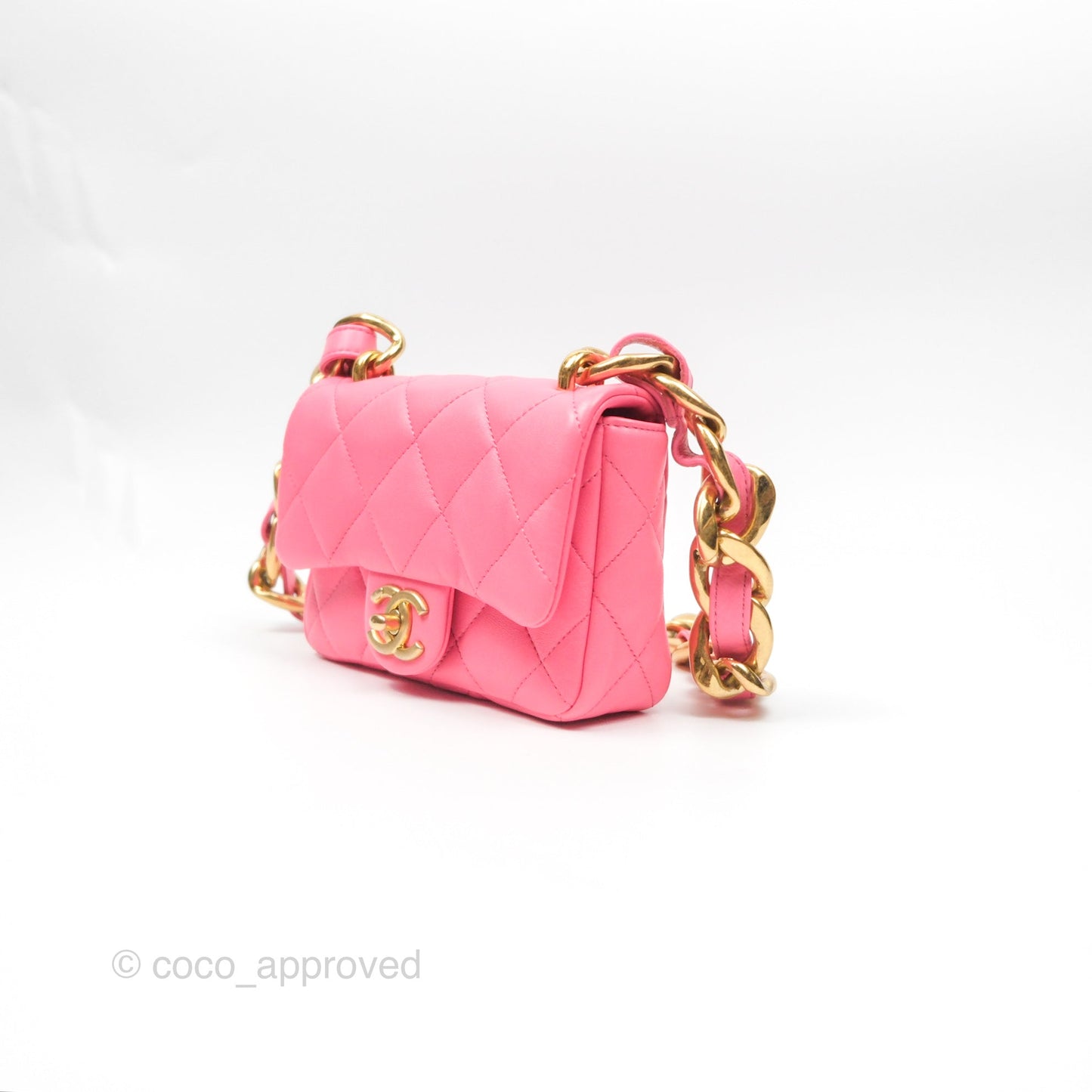 Chanel Quilted Mini CC Funky Town Flap Pink Lambskin Aged Gold Hardware