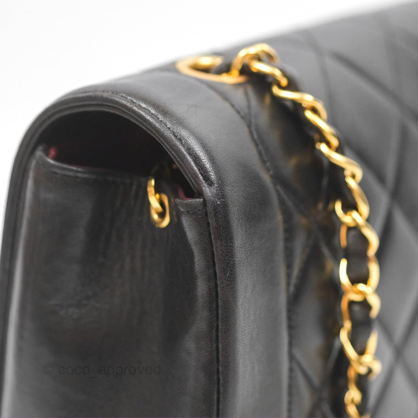 Chanel Vintage Medium Classic Diana Bag Quilted Black Lambskin 24K Gold Hardware
