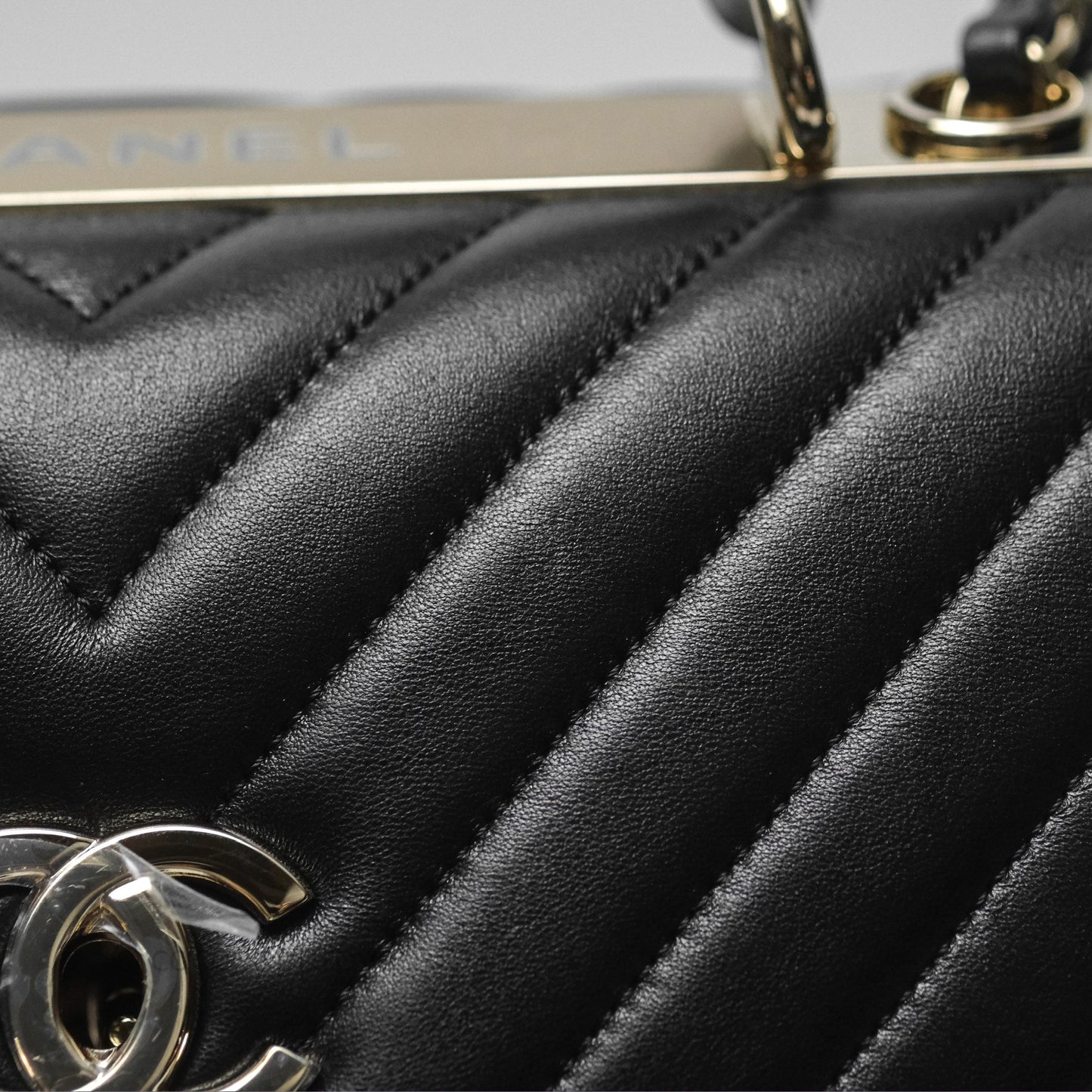 Chanel Small Trendy CC Black Chevron Lambskin Gold Hardware