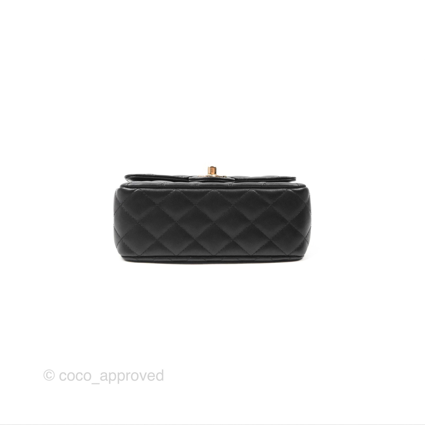 Chanel Mini Rectangle Flap with Crystals Top Handle Black Lambskin 23A