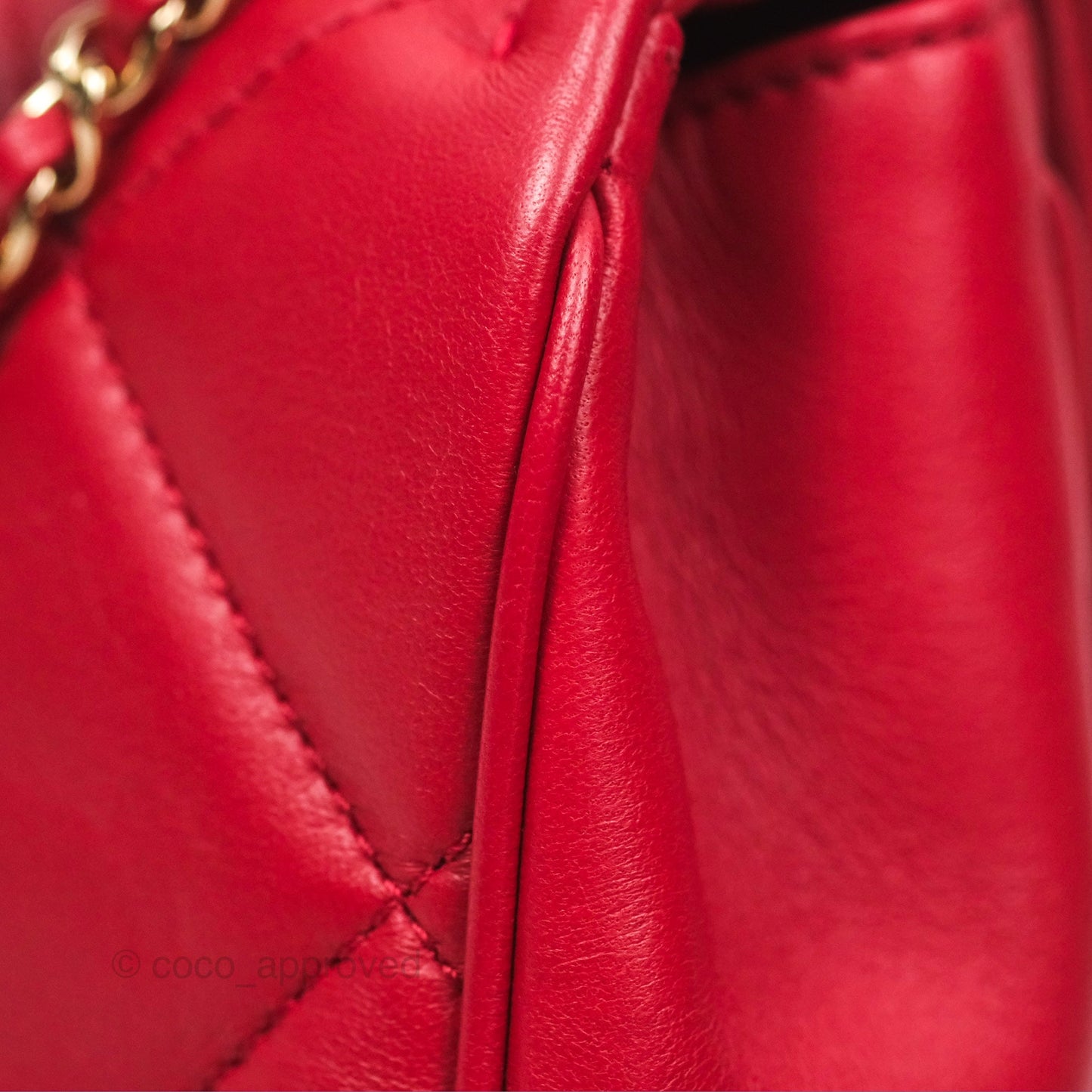 Chanel Easy Carry Flap Bag With Handle Red Lambskin Gold Hardware