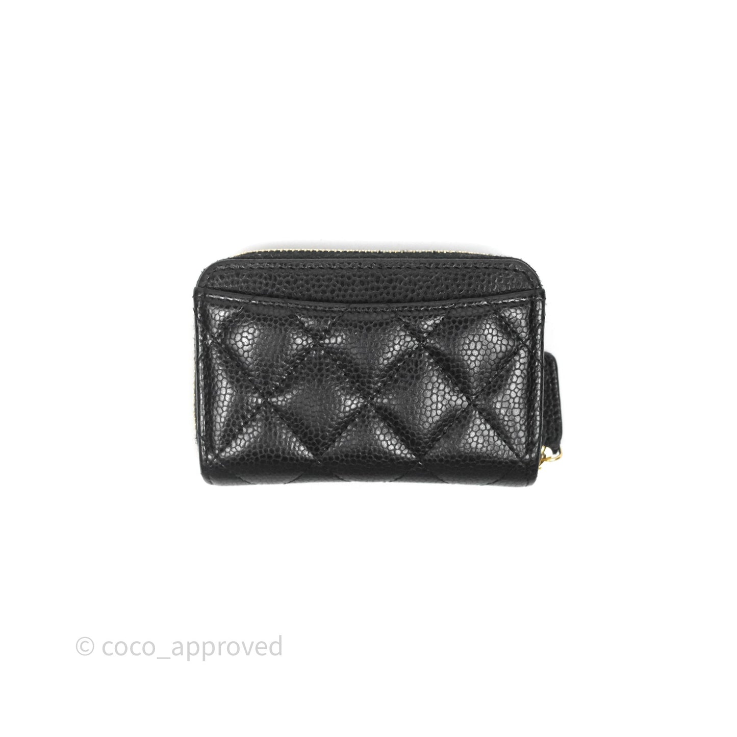 Chanel Quilted Zip Card Holder Black Caviar Gold Hardware