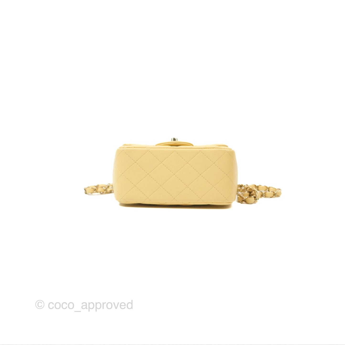 Chanel Quilted Mini Square Yellow Lambskin Gold Hardware