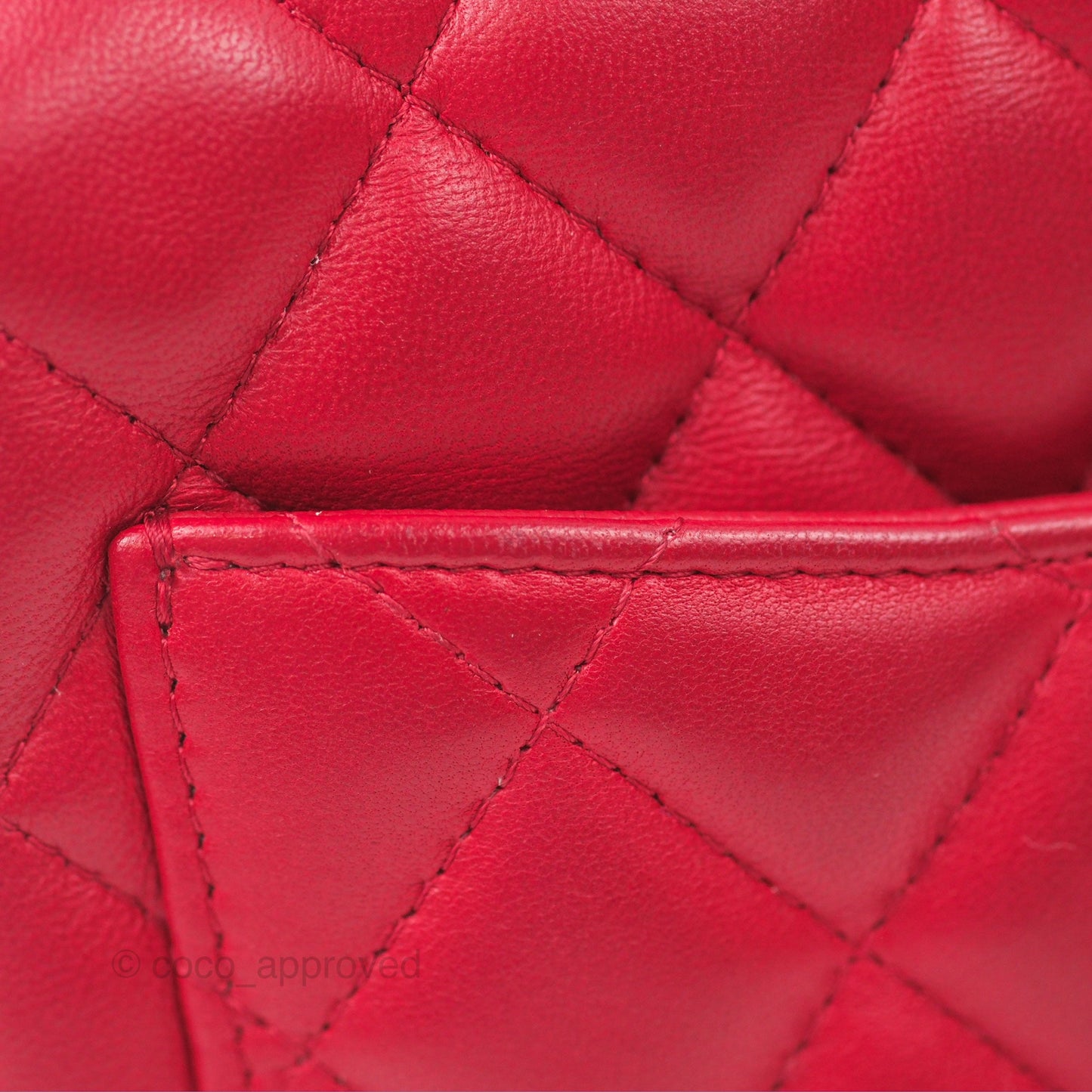 Chanel Mini Square Flap Red Lambskin Light Gold Hardware