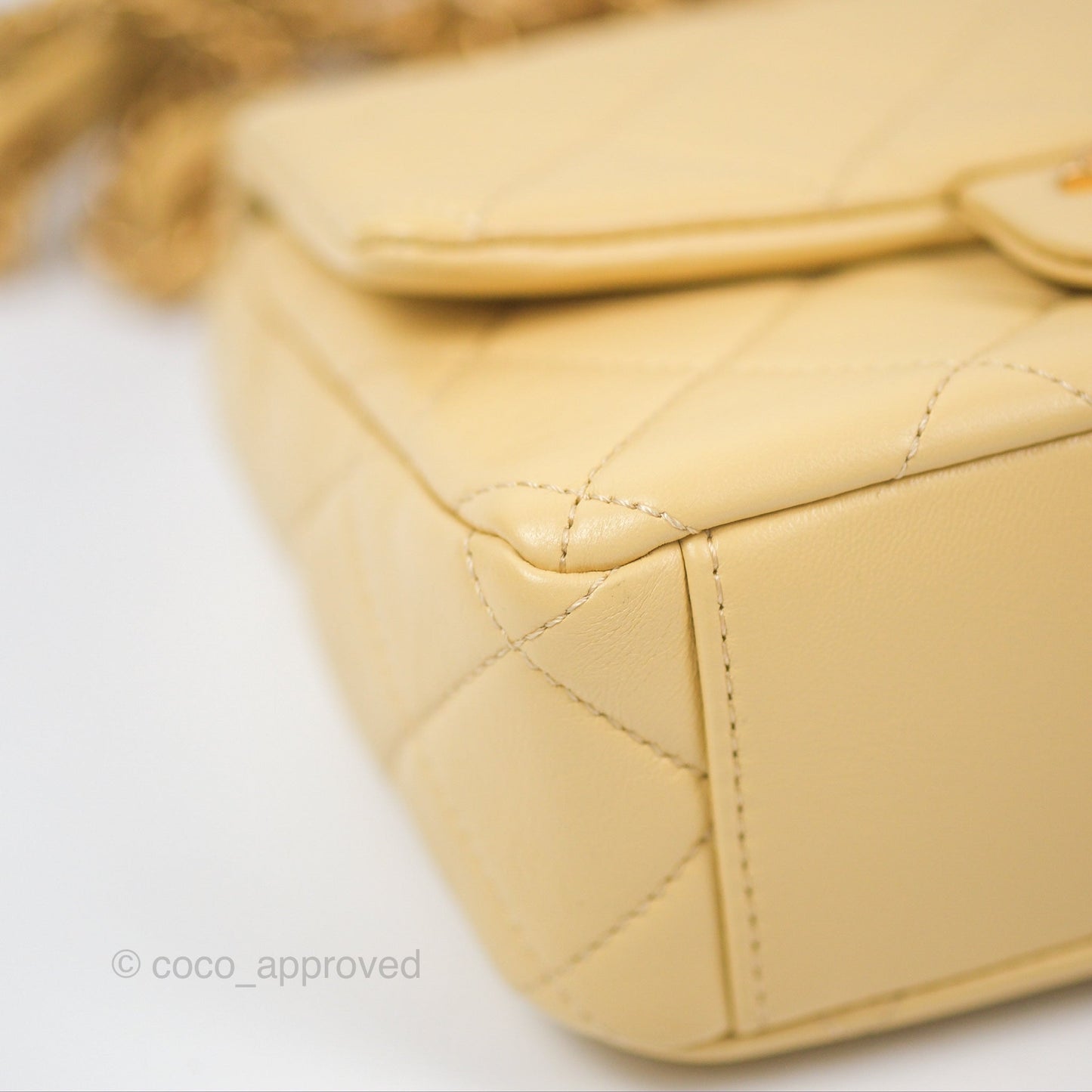 Chanel Small Flap Bag with Chain Strap Yellow Lambskin Aged Gold Hardware