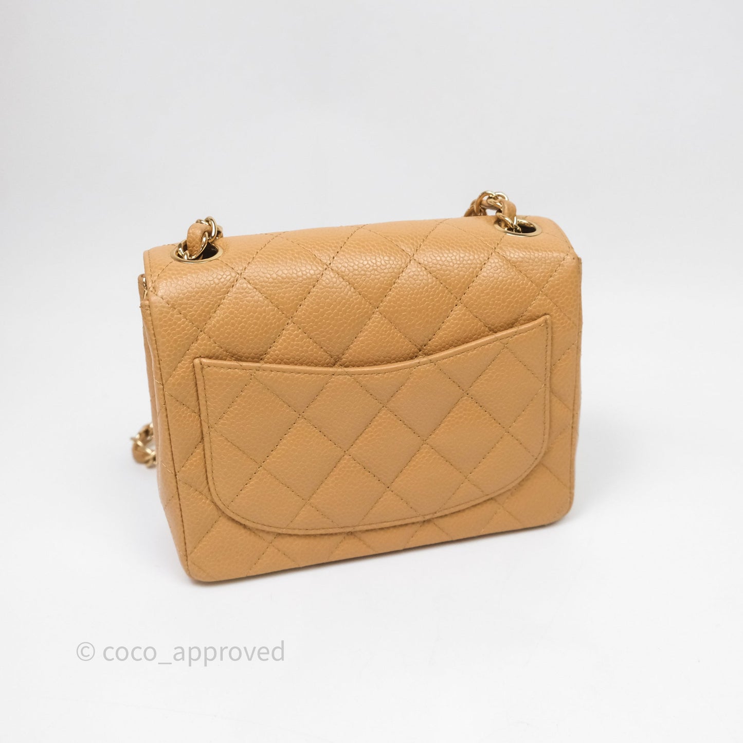 Chanel Vintage Mini Square Beige Caviar Gold Hardware