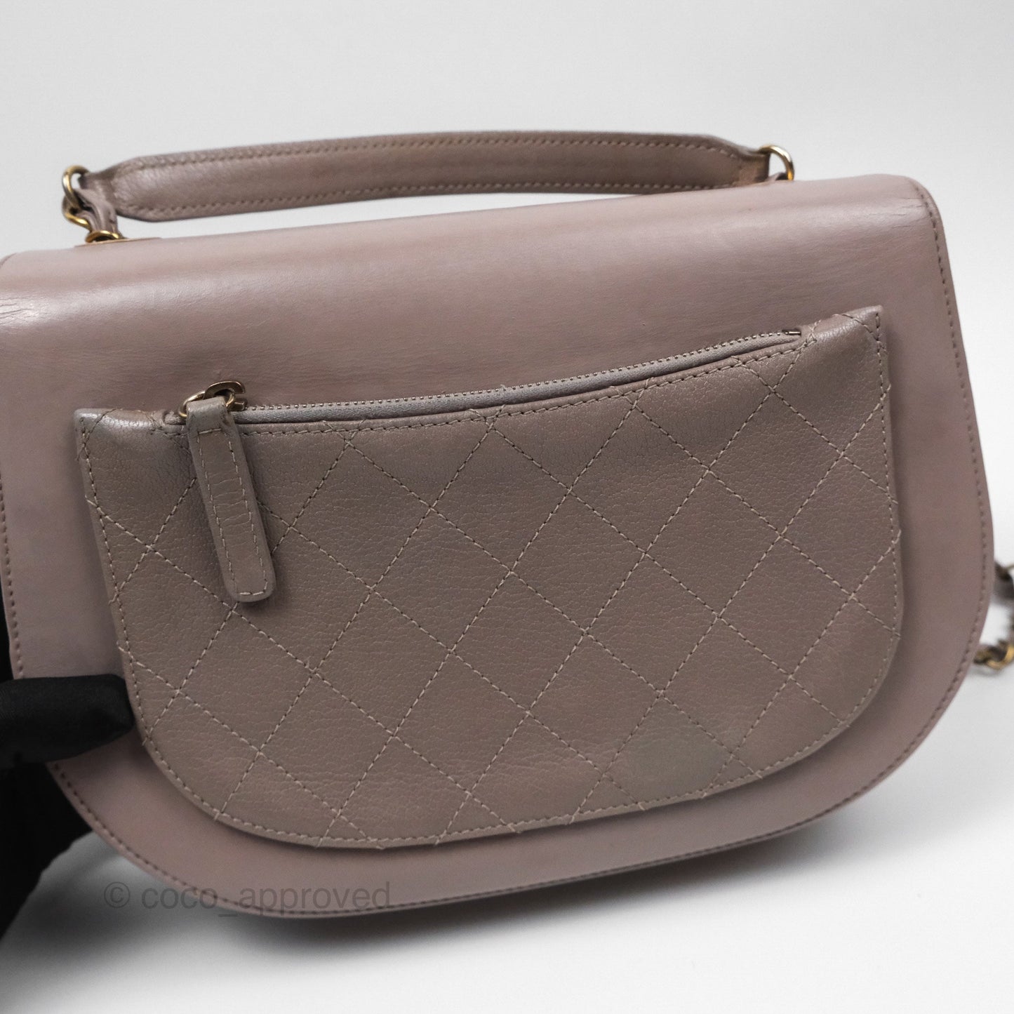 Chanel Coco Curve Flap Burnished Lilac Grey Calfskin Goatskin Antique Gold Hardware