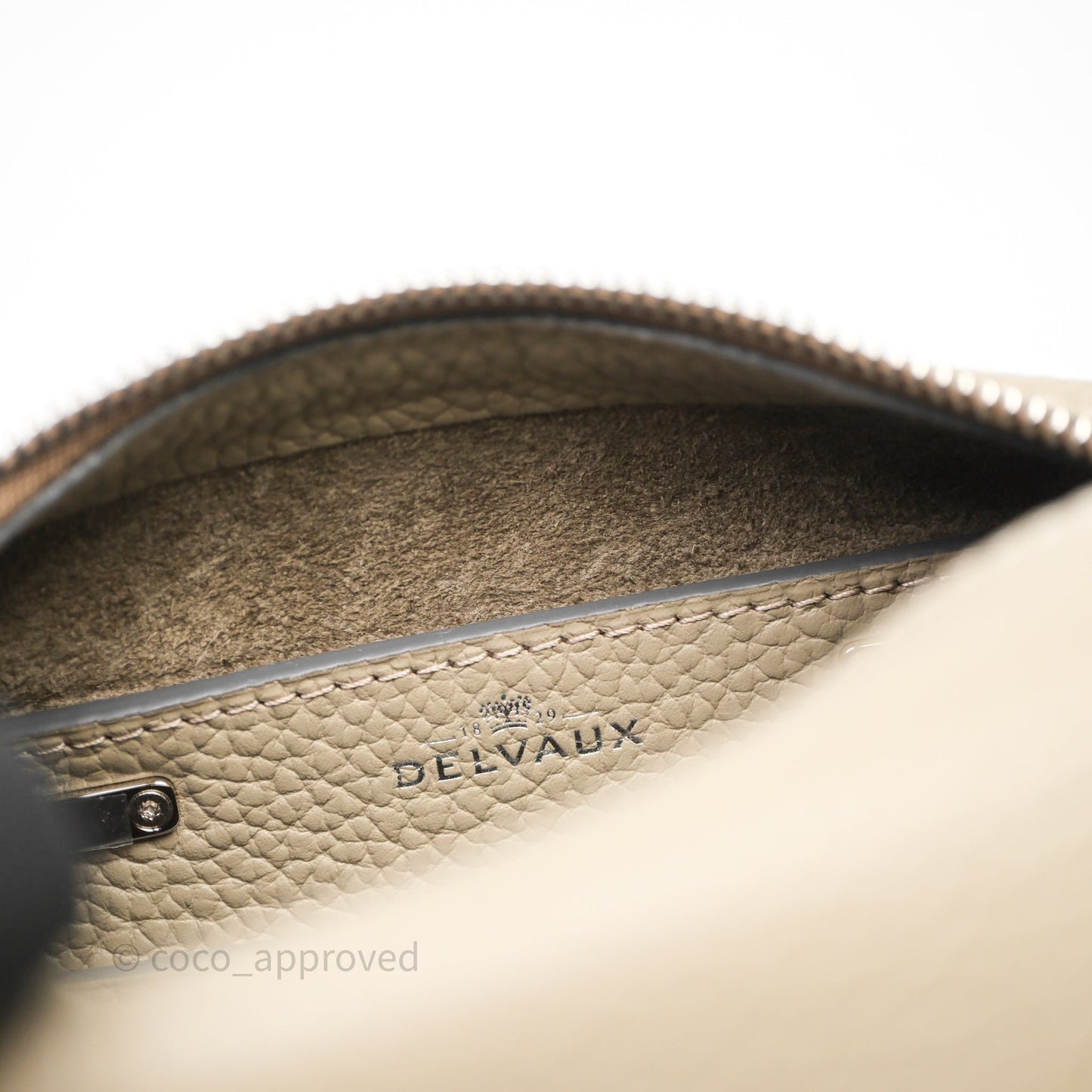 Delvaux Cool Box Nano Ivory Taurillon Soft Grained Calfskin Palladium Hardware