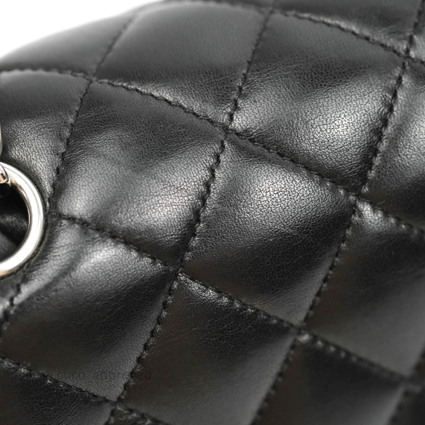Chanel Classic M/L Medium Double Flap Black Lambskin Silver Hardware