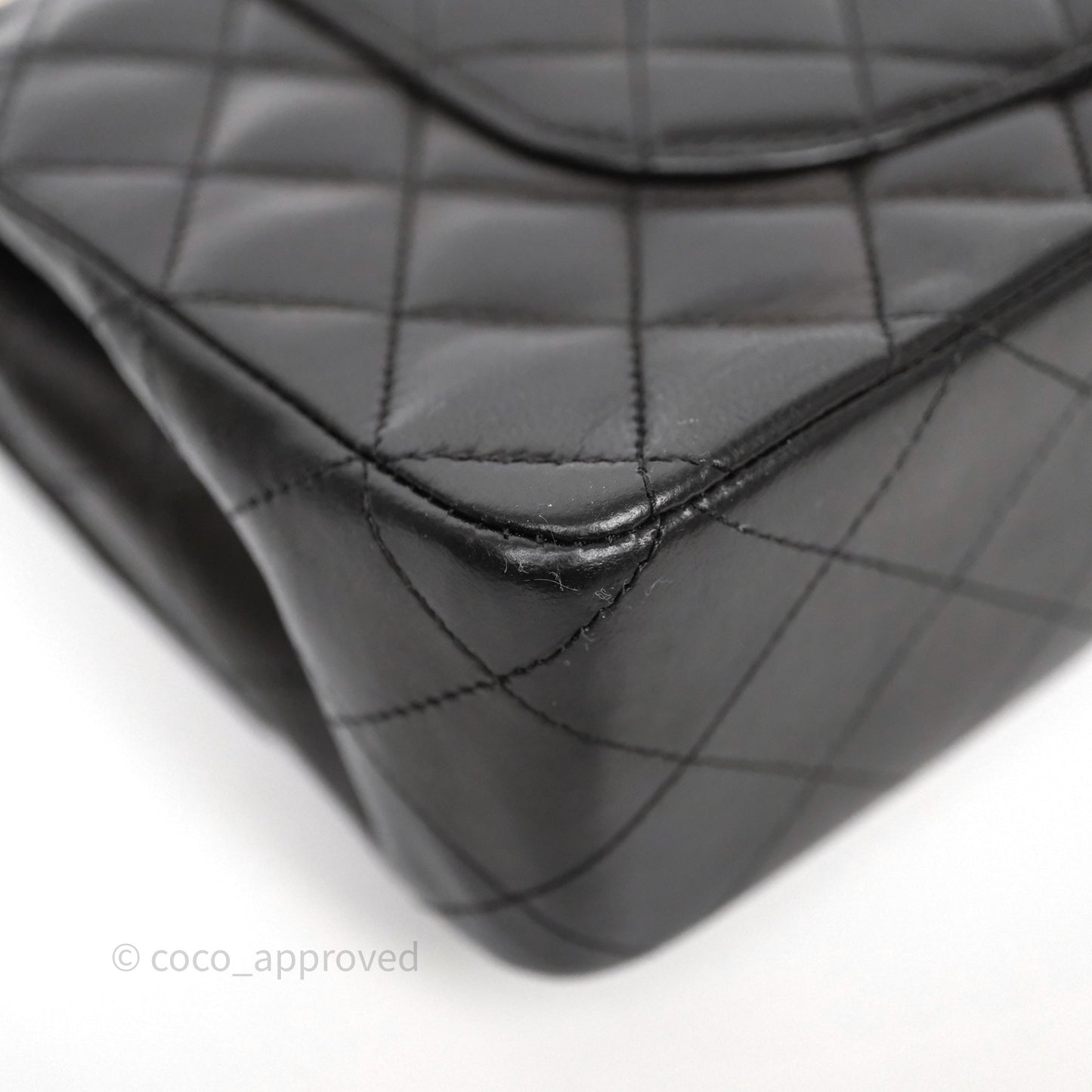 Chanel Classic M/L Medium Flap Quilted Black Lambskin Gold Hardware
