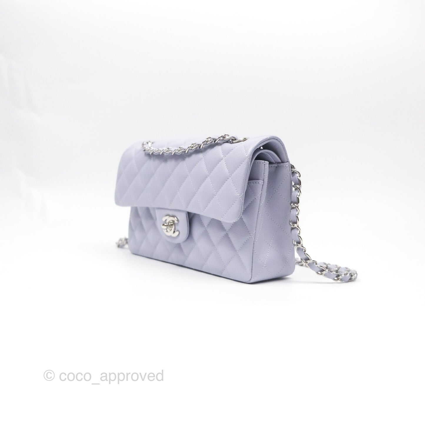 Chanel Small Classic Quilted Flap Lilac Caviar Silver Hardware 21K