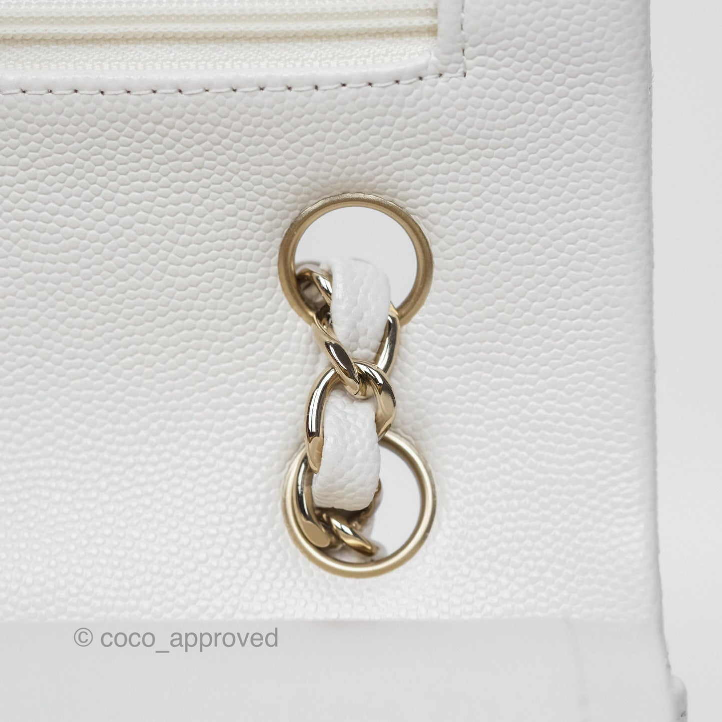 Chanel Small Classic Flap Quilted Ivory White Caviar Gold Hardware