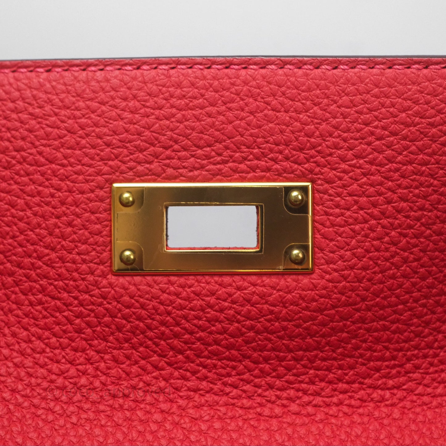 Hermès Kelly 28 Retourne Geranium D5 Togo Gold Hardware
