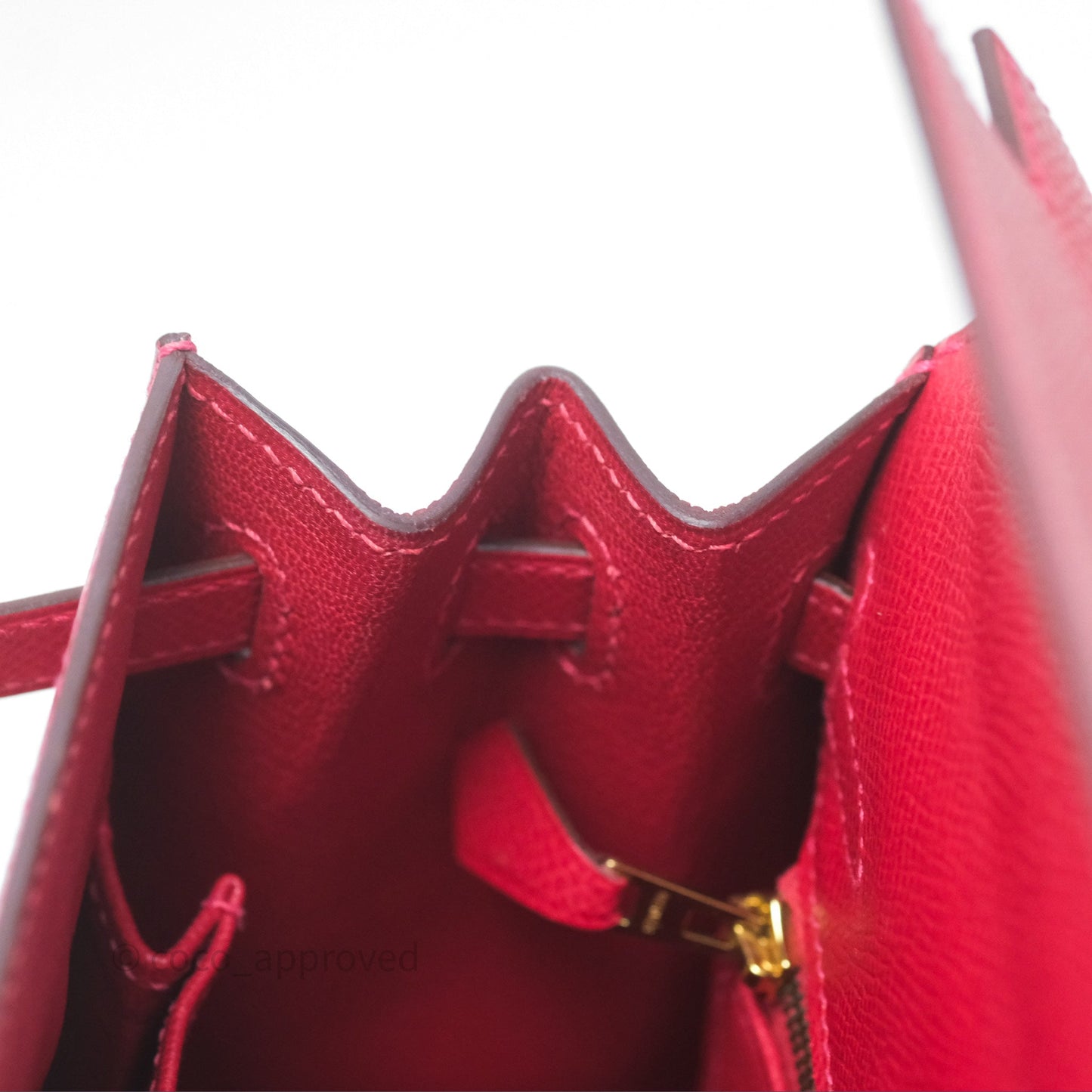 Hermès Sellier Kelly 25 Rouge Casaque Q5 Epsom Gold Hardware