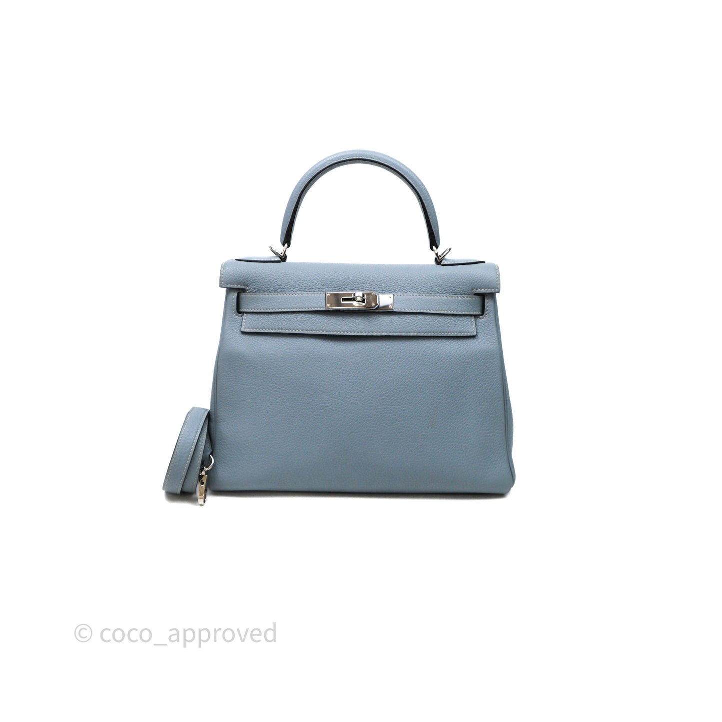 Hermès Kelly 28 Bleu Lin J7 Togo Palladium Hardware