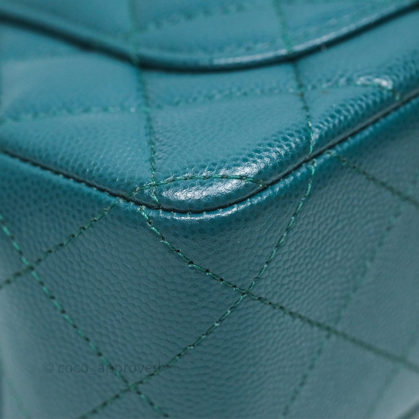 Chanel Quilted Mini Rectangular Green Caviar Silver Hardware