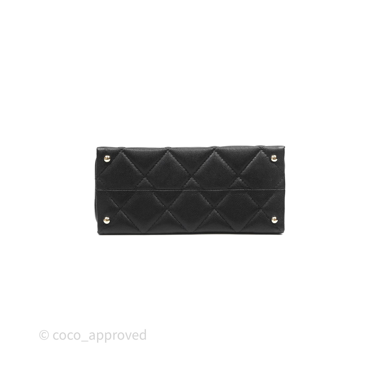 Chanel Quilted Small Top Handle Flap Bag Black Caviar Gold Hardware